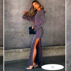 FULL OF LIFE METALLIC CUTOUT BACK MAXI DRESS